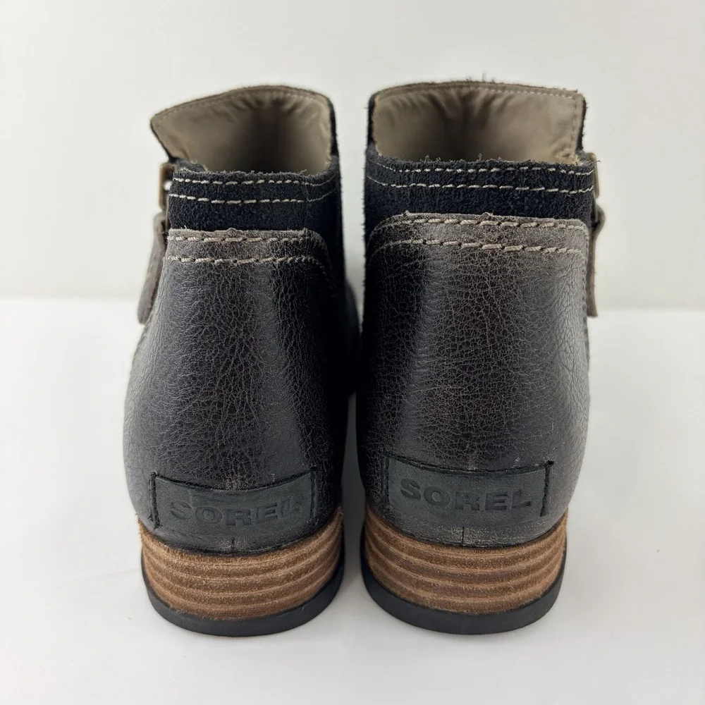 Sorel Women's Black‎ Suede Ankle Boots Side Zip Size 8 Waterproofed